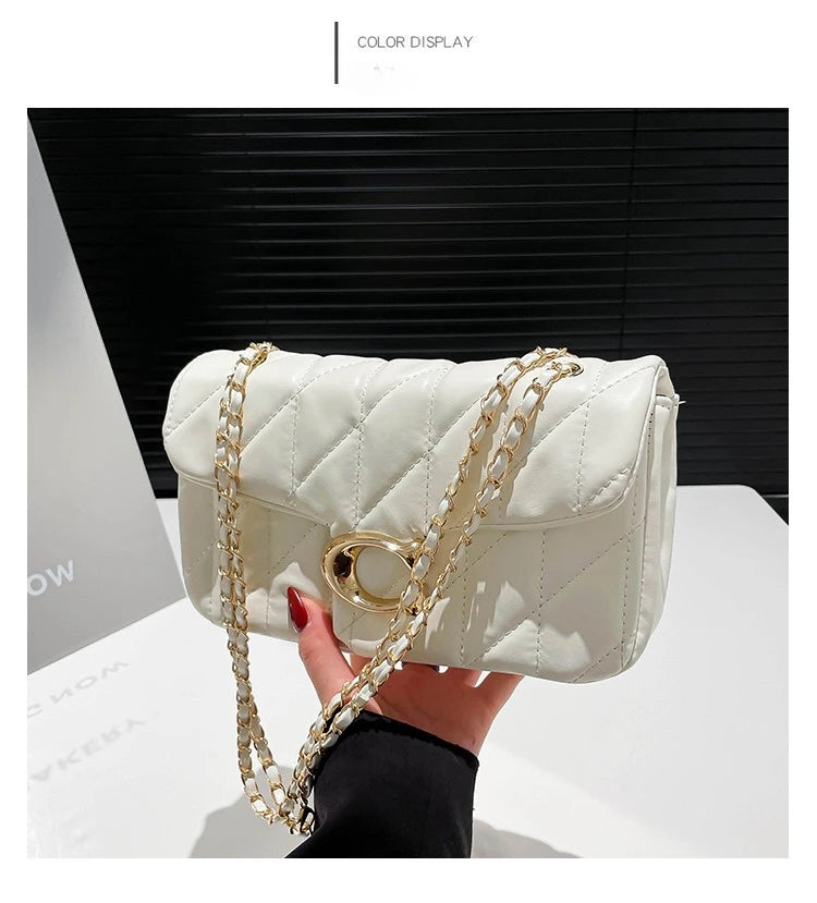 Cross-border rhombic embroidered shoulder bag chain messenger bag fashion classic underarm high-quality ladies small bag