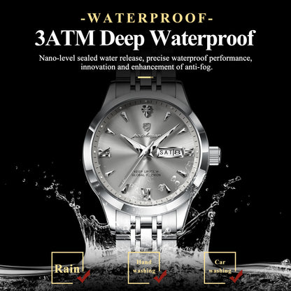 POEDAGAR Elegant Woman Watch Waterproof Luminous Date Week Ladies Wristwatch Stainless Steel Quartz Fashion Women's Watches Gift