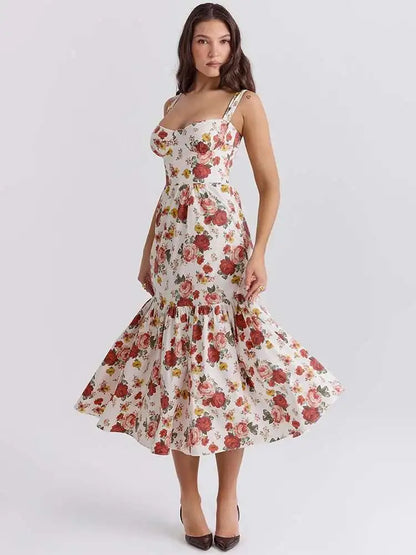 Townlike Print Bodycon A-line Dress Women Spaghetti Strap 2023 Summer Dress Midi Long Strapless Nightclub Sexy Party Dresses