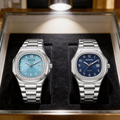 LIGE New Fashion Date Couple Watches 30M Waterproof Luminous Valentine's Day Gift Stainless Steel Watch Men Women Quartz Watch