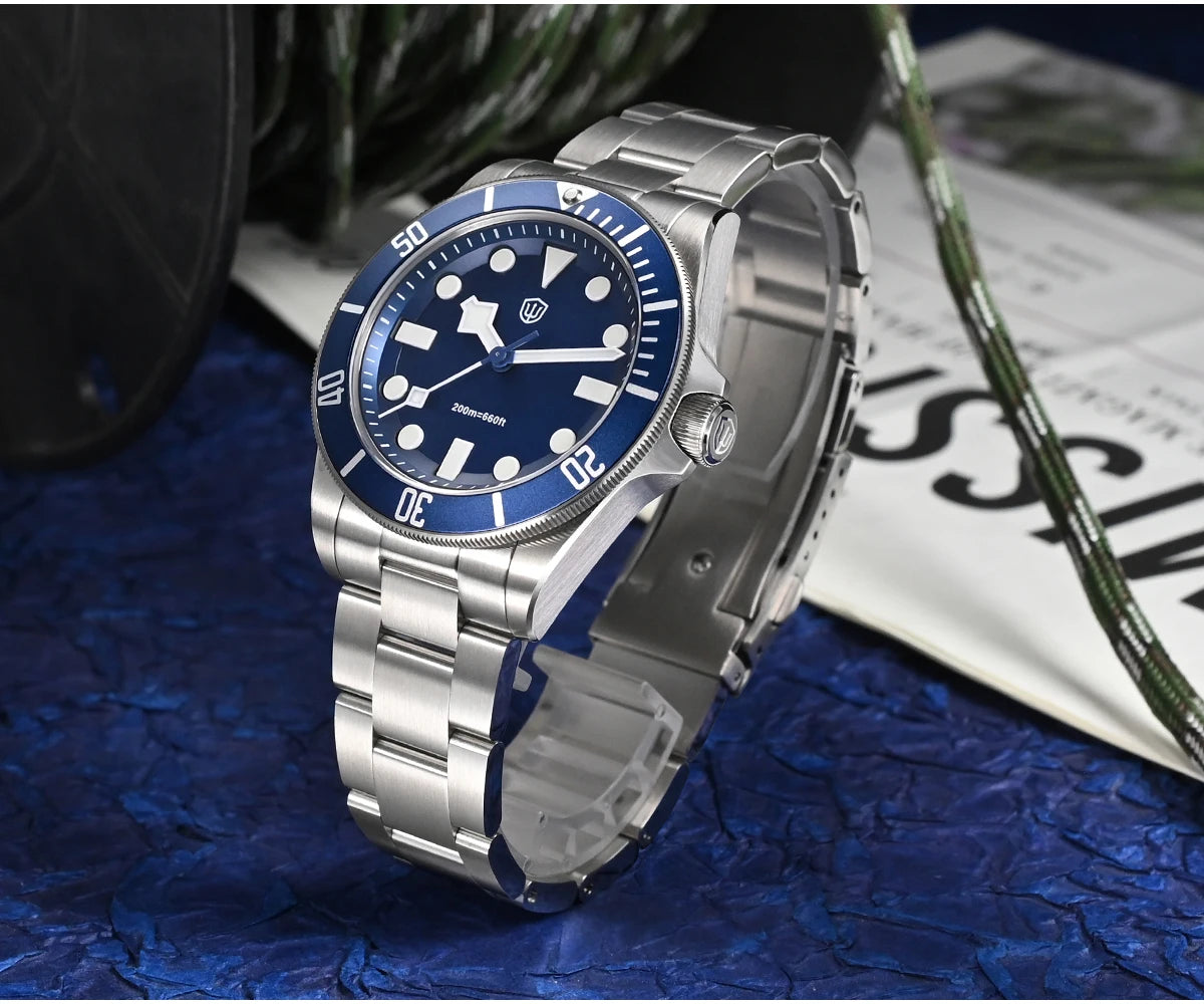 Watchdives WD1969 Pro Watch VH31 Sweep Seconds Quartz Movement Waterproof BGW9 Luminous Sapphire Glass 38mm Vintage Men Watches