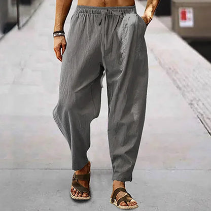 Fashion Mens Linen Wide Pants Korean Trousers Oversize Sports Streetwear Male Spring Yoga Pants Casual Men Clothing Sweatpants