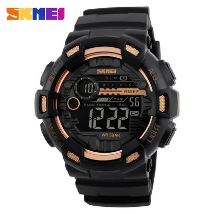 SKMEI 1243 Men Multifunction 5Bar Waterproof PU Strap LED Display Watches Chrono Digital Watch reloj hombre Outdoor Sport Watch