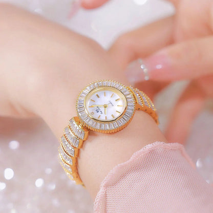 UTHAI Women Watch Light Luxury Brand Female Bracelet Exquisite Mermaid Full Diamond Waterproof Ladies Fashion Quartz Watches