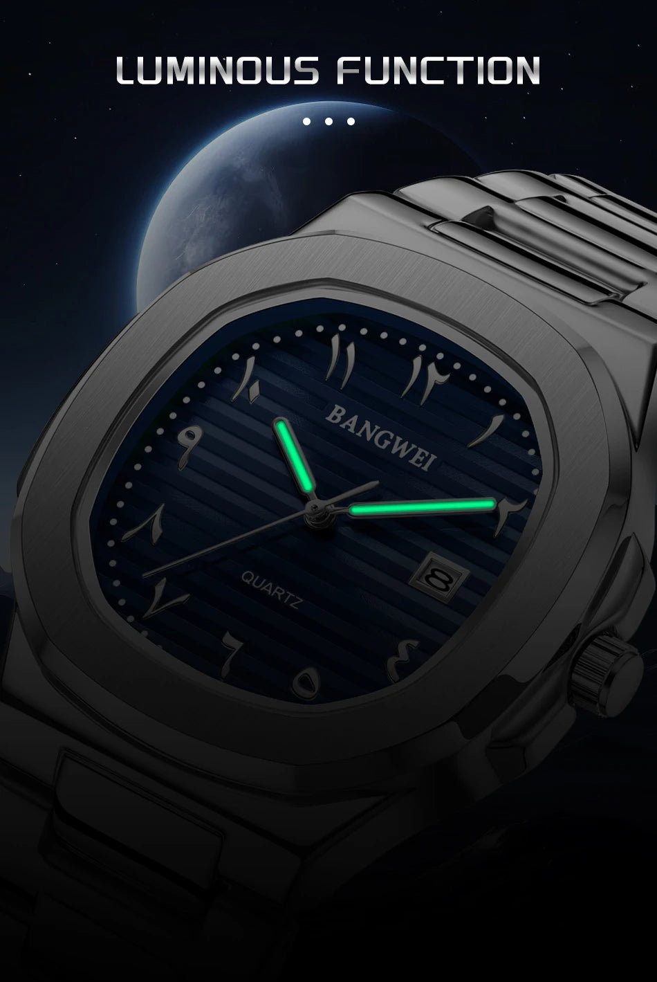 LIGE New Fashion Date Couple Watches 30M Waterproof Luminous Valentine's Day Gift Stainless Steel Watch Men Women Quartz Watch