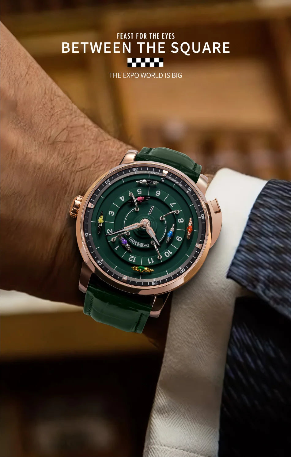 PINDU New Original Design Competitive Horse Racing Watches NH35A Sapphire Stainless Steel Luminous Leather Mechanical Watch Men