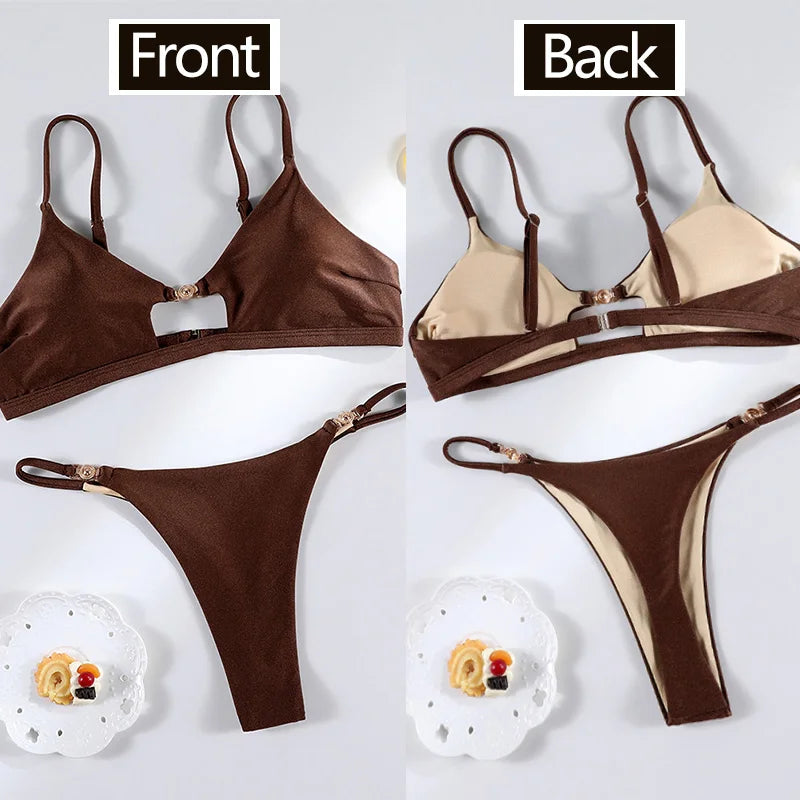 Miyouj 2026 Bikinis Leopard Swimsuit Bandage Bath Wear Sexy Piece Suits Low Waist Swimwear Triangle Bathsuit Summer Biquini
