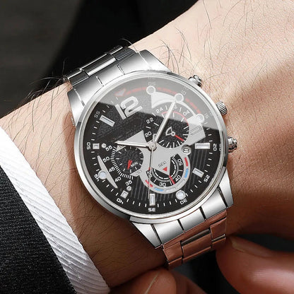 Fashion Decorative Three-eyes Dial Men Business Watches Luxury Quartz Wristwatches with Calendar Clock Reloj Hombre（Without Box）