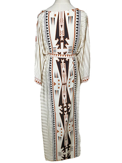 2025 Beach Kimono Cover-up Loose Swimsuit Cover Up Front Open Belt Kaftan Robe Plage Beach Pareos Dress Tunic Beach Wear