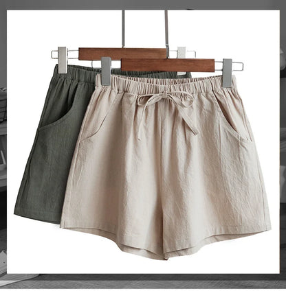 Summer Cotton Linen Shorts Women High Waist Oversize Shorts Short Pants Women Fashion Casual Sports Shorts Female S-XL
