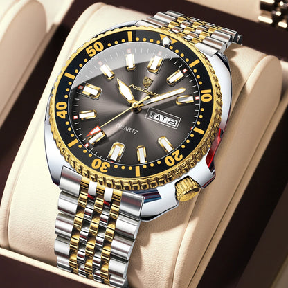 POEDAGAR Luxury Brand Men Clock Date Week Fashion Quartz Male Wristwatch Luminous Waterproof Stainless Steel Men's Watches Reloj