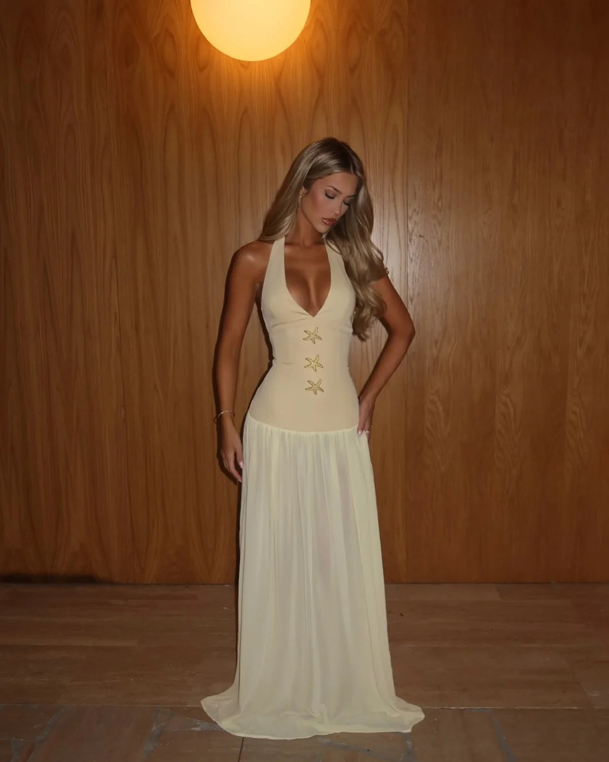 Customized Modern Halter Chiffon Sleeveless Evening Dresses Elegant Straight Floor Length Celebrity Gowns Vestido De Noche
