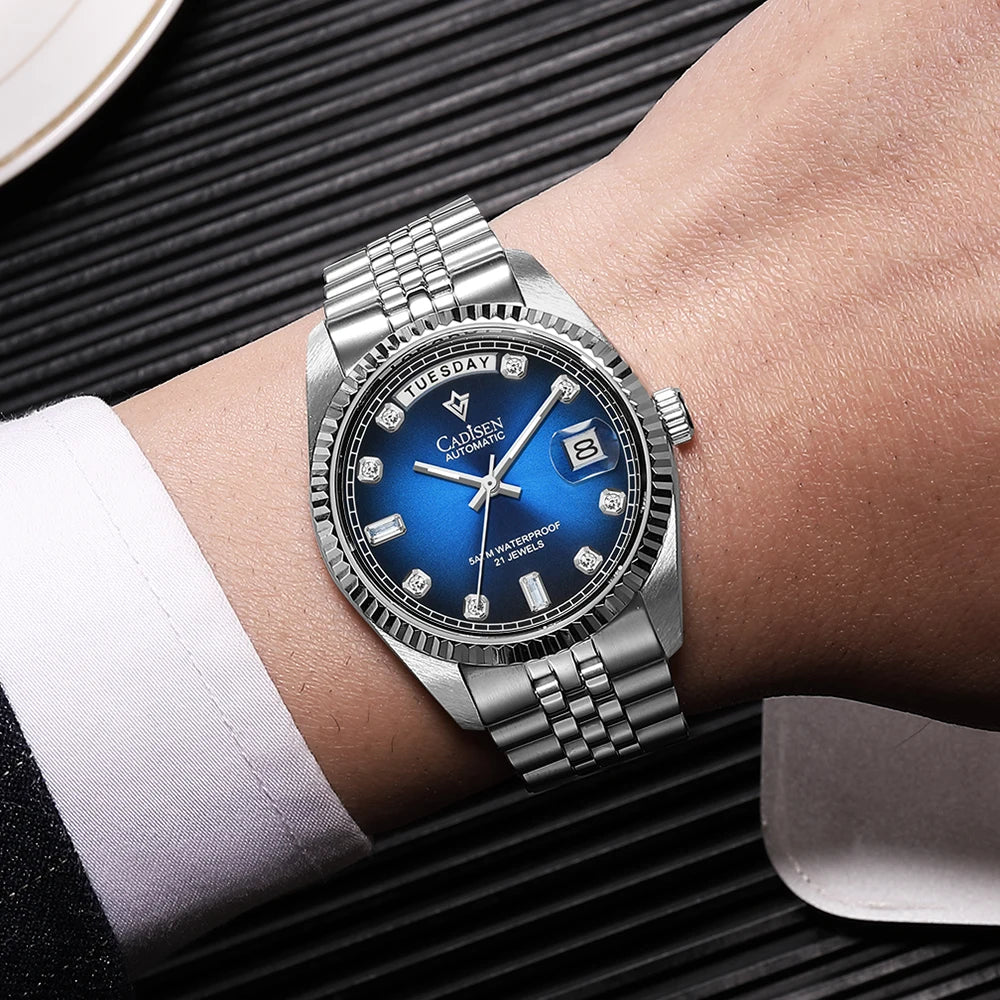 2024 New CADISEN Top Brand 38mm Men's Automatic Mechanical Watches luxury Sapphire Stainless Steel Men watch reloj hombre 5 bar