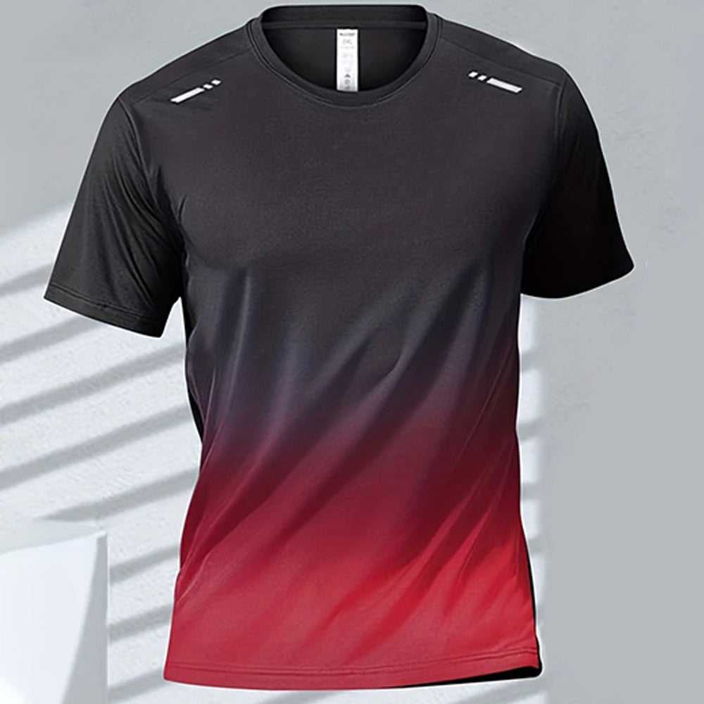 Men's T-shirts Sports T-shirt Quick-drying Gradient Short Sleeve Tees Outdoor Workout Basketball Training Running men clothes