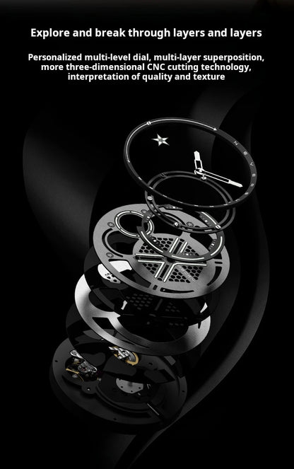 Pentagram Rotation Designer Luxury Luminous Automatic Movement Mechanical Clock High Quality Waterproof Silicone Men's Watches