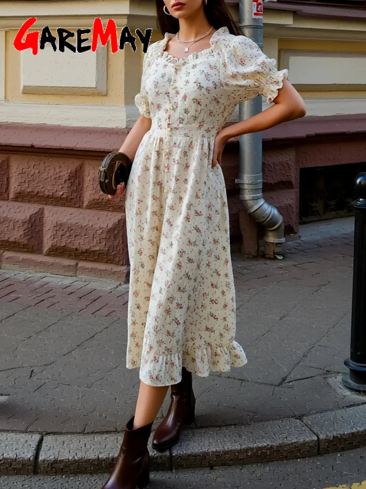Elegant Women's Summer Cotton 100% Dress Vintage Light Midi Muslim Dresses Beautiful Long  Casual  White Dress for Women 2026