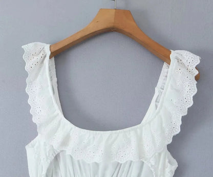 Ashgaily White Dress Women Halter Cotton Long Dress Lace Elegant Party Outfits Ladies Sexy Club Clothes