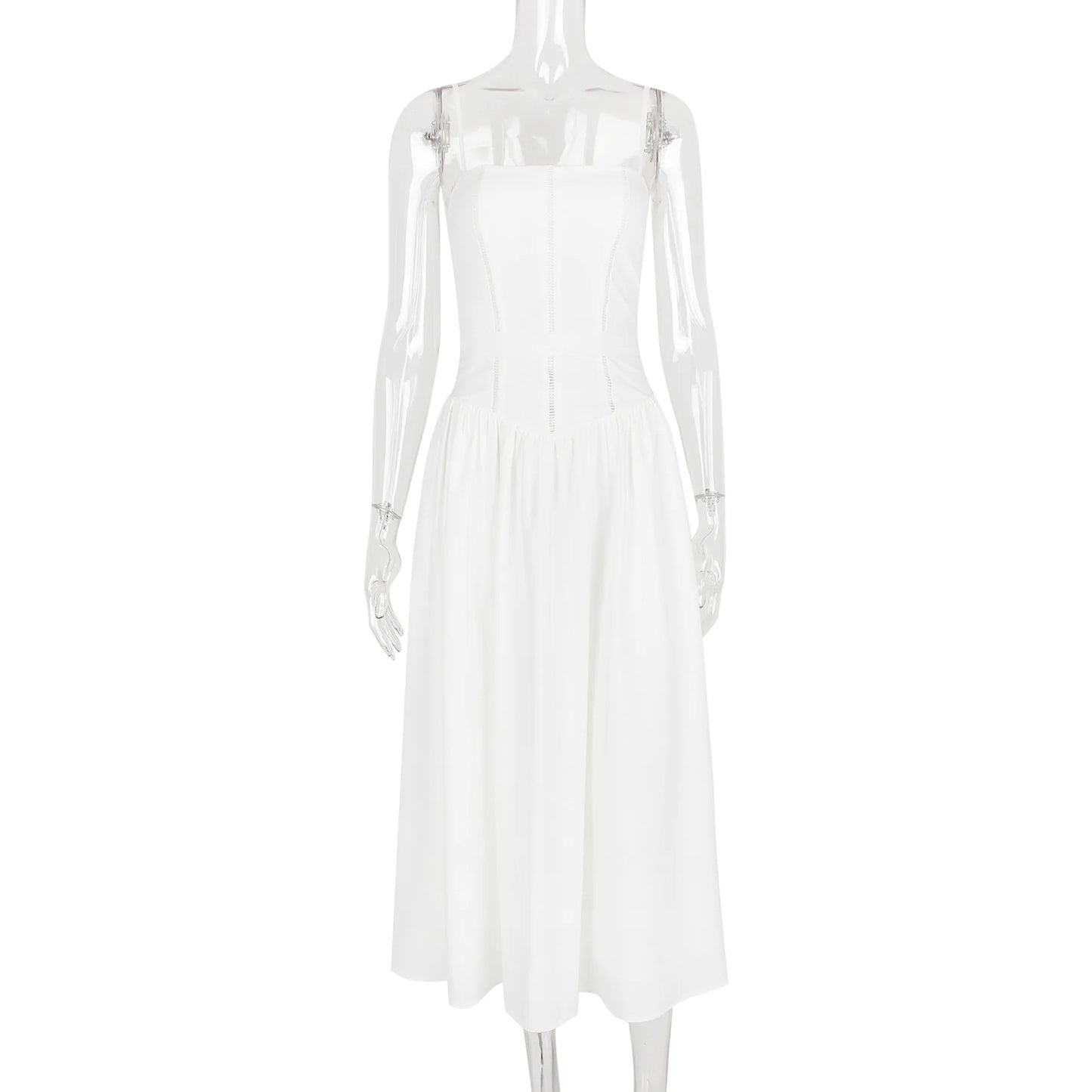 Ashgaily White Dress Women Halter Cotton Long Dress Lace Elegant Party Outfits Ladies Sexy Club Clothes
