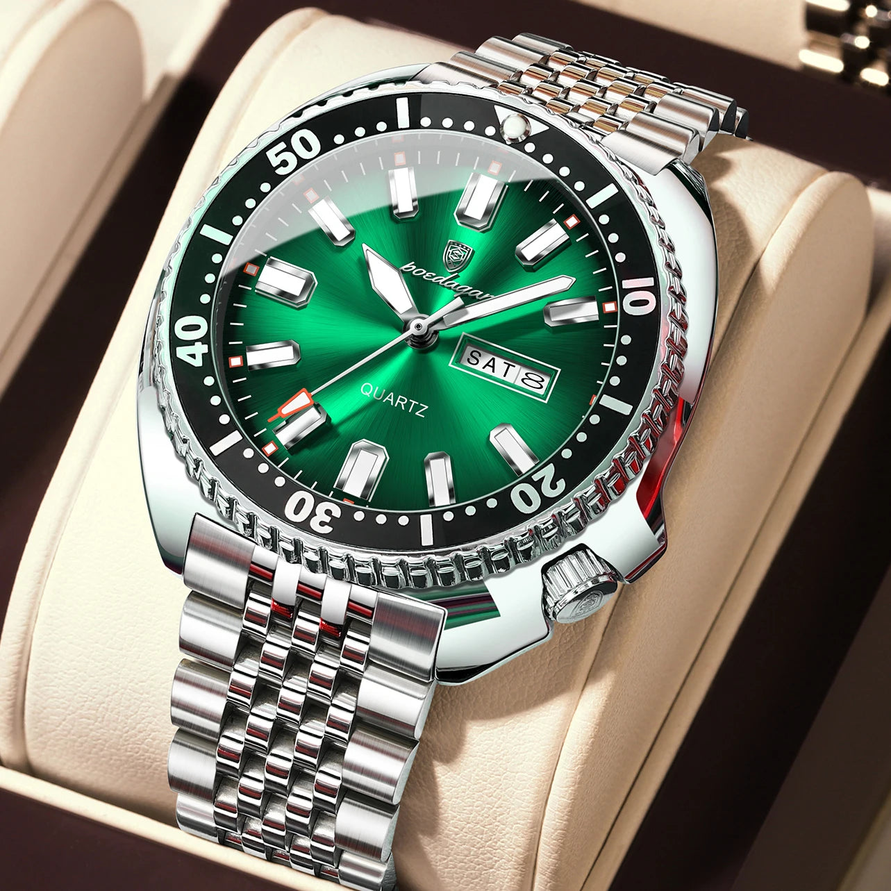 POEDAGAR Luxury Brand Men Clock Date Week Fashion Quartz Male Wristwatch Luminous Waterproof Stainless Steel Men's Watches Reloj
