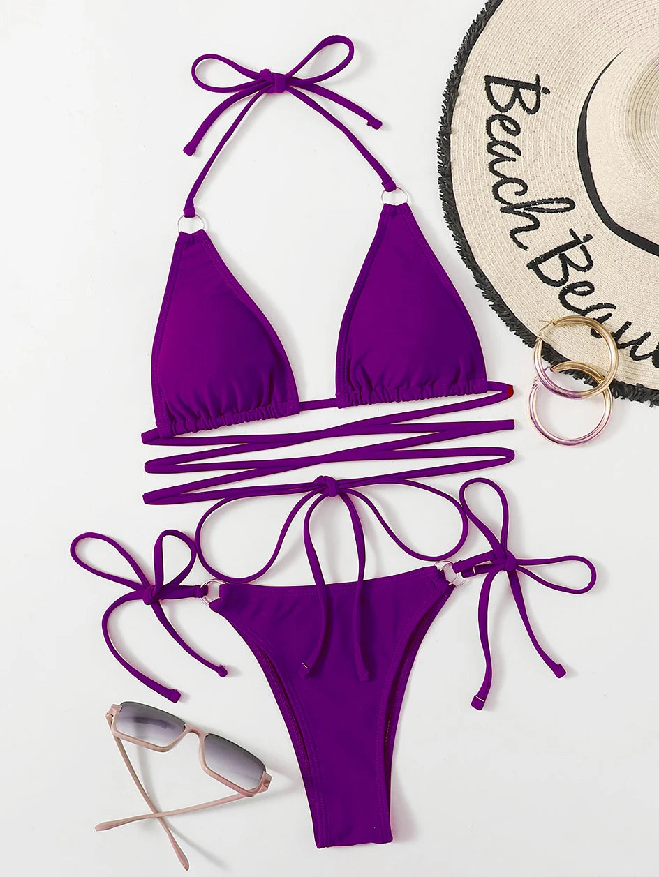 Sexy Micro Bikini 2023 Woman Swimsuit Criss Cross Swimwear Women String Thong Bikinis Set Female Bathing Suit Beach Wear biquini