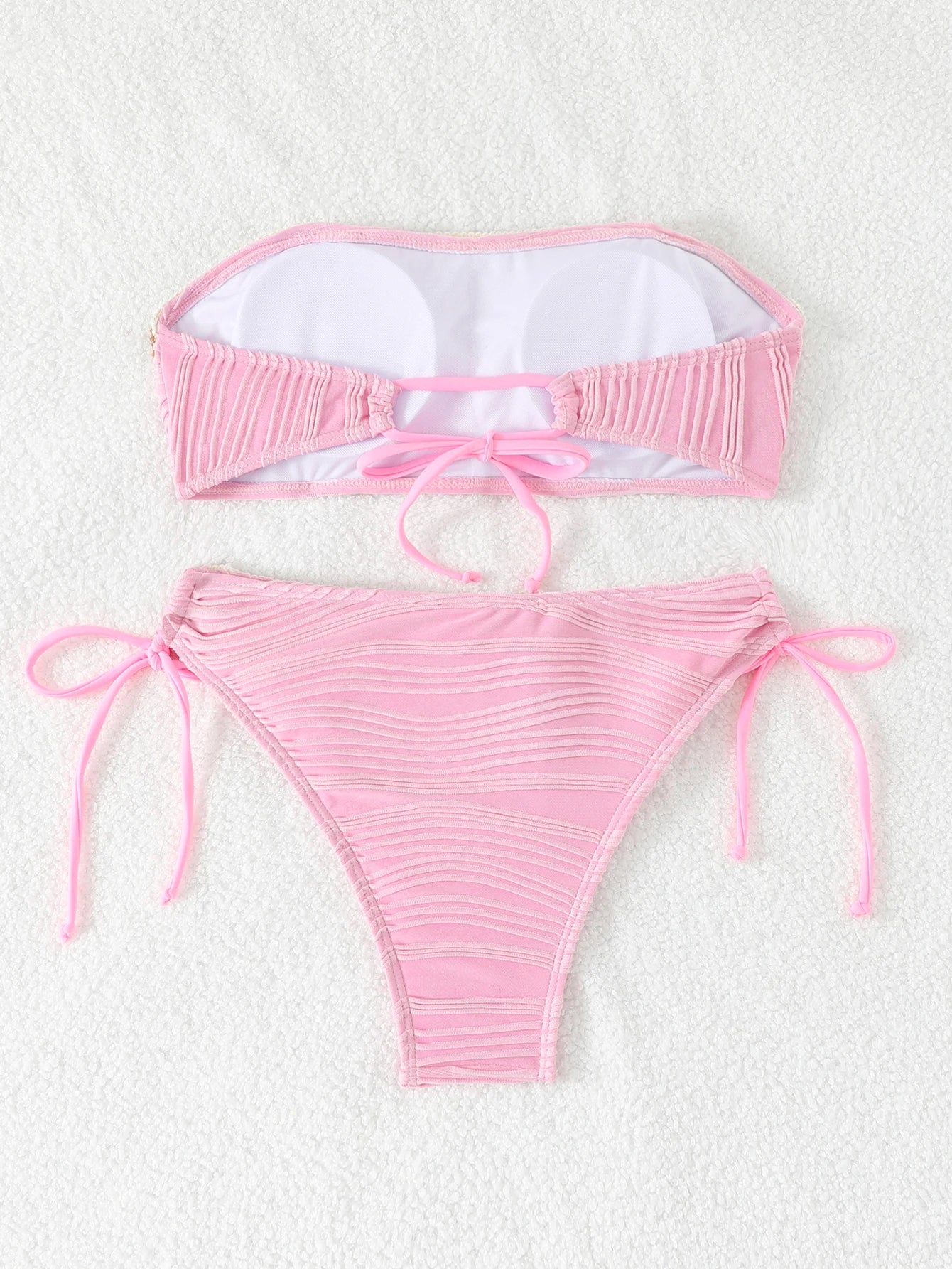 Contrast Binding Bandeau Bikinis 2026 Women Sexy Swimsuit Solid Padded Swimwear Female Bathing Suit Swimming Summer Beachwear