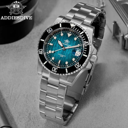 ADDIESDIVE 41MM Sunburst Automatic Mechanical Watches Japan 8215 AD2536 reloj hombre Luminous Sapphire Crystal Diver Men's Watch