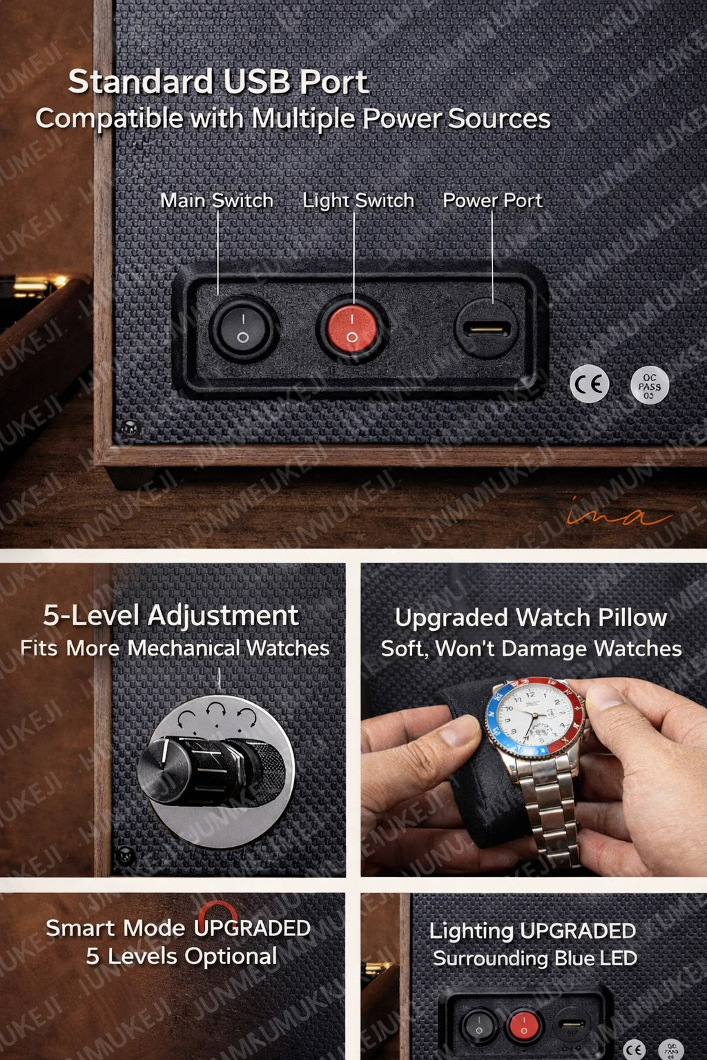 Luxury 1 Slot Automatic Watch Winder Walnut Wood Silent Motor Watch Storage Box Gift for Men Watch Winder for Automatic Watches