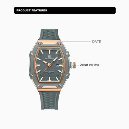 NAVIFORCE Elegant Ladies' Watch Fashion Luminous Pointer 3ATM Waterproof Calendar Display Silicone Strap Women's Quartz Watches
