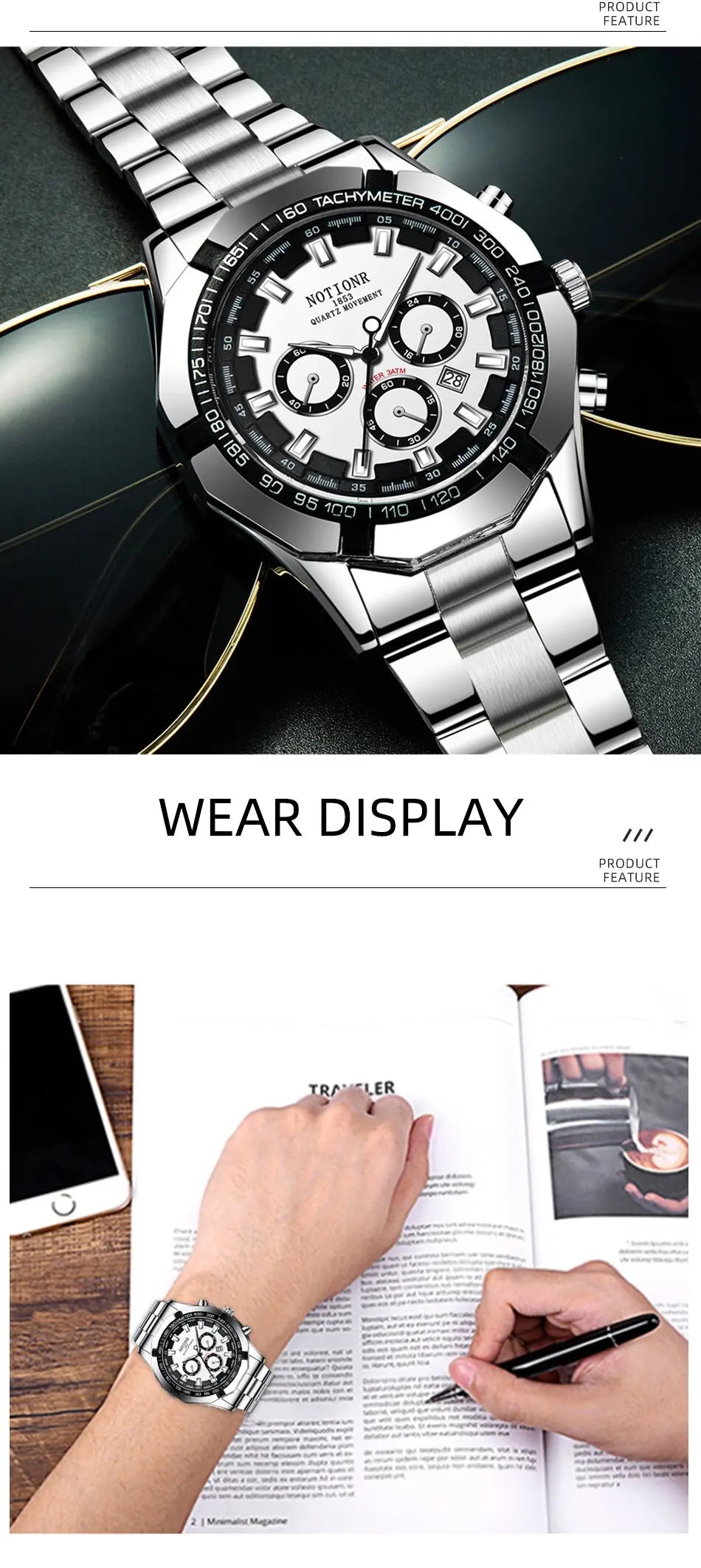 Luxury Mens Sport Watches Fashion Men Business Stainless Steel Waterproof Quartz Wristwatch Calendar Luminous Clock Reloj Hombre