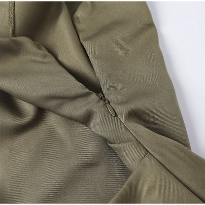 Sexy Women One Shoulder Long Sleeve Dresses Elegant Backless Split Side Slit Bodycon Dress 2023 Fashion Pleated Ladies Robe