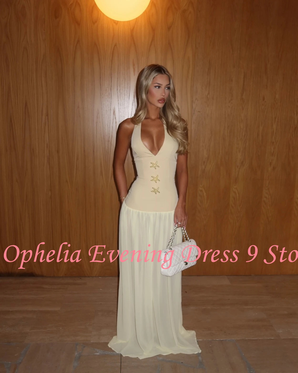 Customized Modern Halter Chiffon Sleeveless Evening Dresses Elegant Straight Floor Length Celebrity Gowns Vestido De Noche
