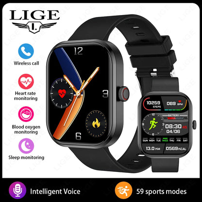 LIGE Fashion Smart Watches Women Bluetooth Call Women‘s Health Monitor Heart Rate Blood Pressure Fitness Digital Smartwatch Men