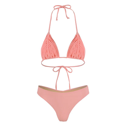 2025 New Bandage Stripes Brazilian Bikini Swimwear Women's Swimsuit Two Piece Set Female Sexy Lace up Mujer Beachwear Summer