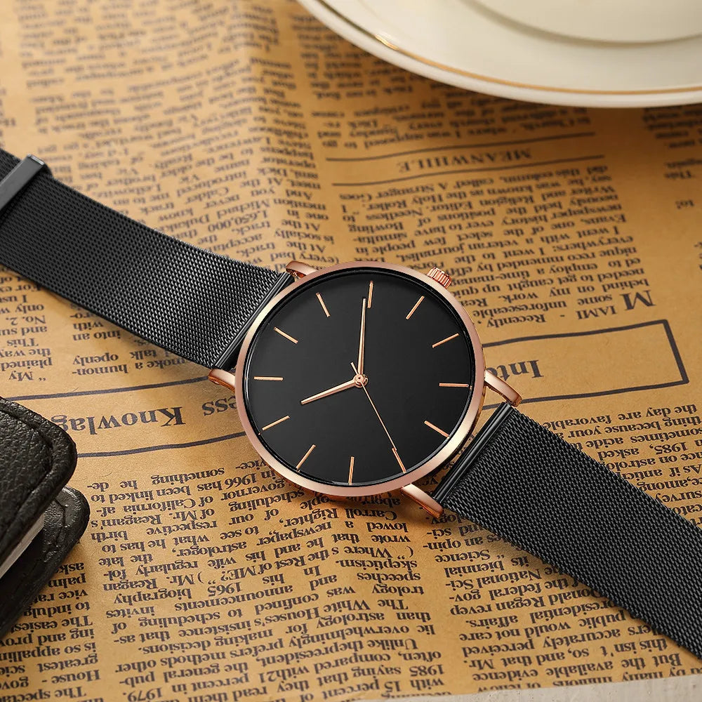 Top Brand Luxury Watches Women Fashion Stainless Steel Mesh Belt Quartz Wristwatch Simple Casual Ladies Clock Gift Montre Femme