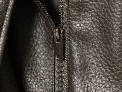 Women's Jacket Fall 2025 New Black Long Sleeve Pebble Faux Leather Jacket Motorcycle Style Personality Fashion