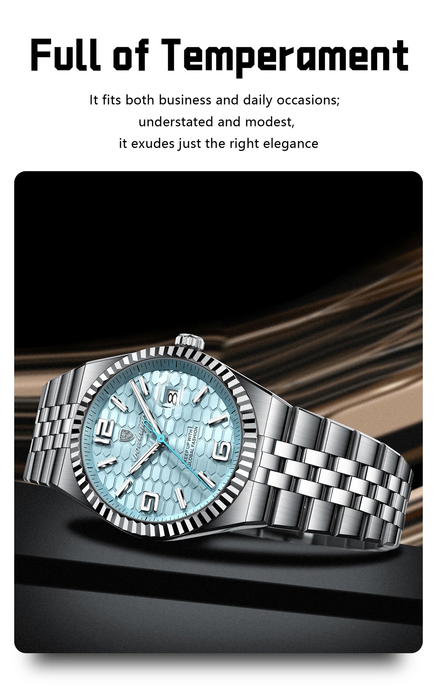 POEDAGAR Fashion Exquisite Men Wristwatches Waterproof Luminous Date Luxury Man Watch Stainless Steel Quartz Men's Watches Reloj