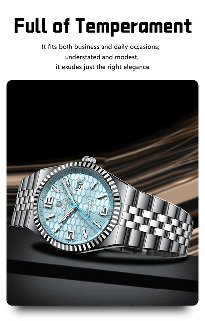 POEDAGAR Fashion Exquisite Men Wristwatches Waterproof Luminous Date Luxury Man Watch Stainless Steel Quartz Men's Watches Reloj