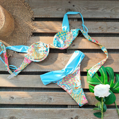 Bikini Swimsuit with Skirt Print Swimwear Women Brazilian Bikini 3 Pics Bathing Suit A Line Skirt Summer Female