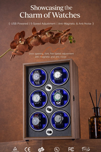 Luxury 1 Slot Automatic Watch Winder Walnut Wood Silent Motor Watch Storage Box Gift for Men Watch Winder for Automatic Watches