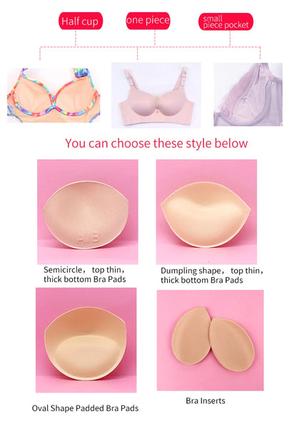 1pair Sponge Inserts In Bra Padded for Swimsuit Breast Push Up Fill Brassiere Breast Patch Pads Women Intimates Accessories