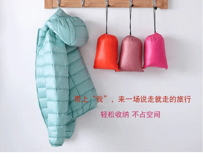 15 Colors Women Puffer Jackets Plus Size 5xl 6xl 7xl 2025 New Spring Autumn Hooded Female Ultra Lightweight Packable Down Coats