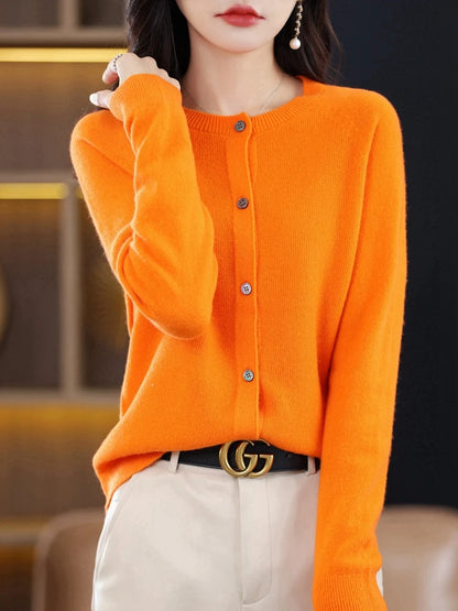 High-Grade Knit Sweater Crewneck Cardigan Coat Autumn And Winter New Middle-Aged And Elderly Women's Fashion ZD060