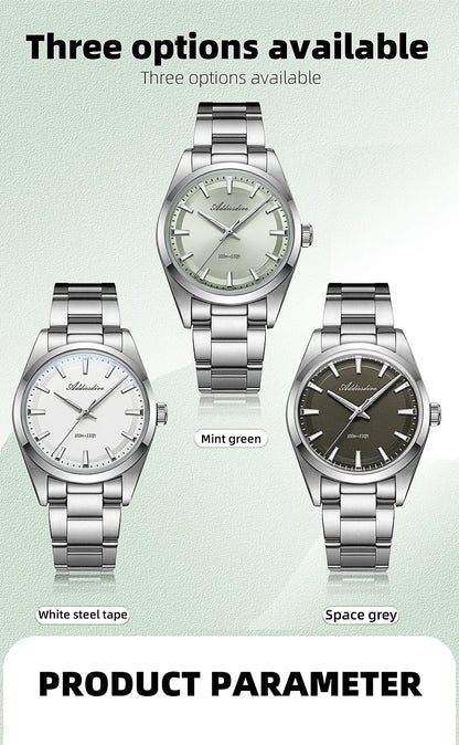 ADDIESDIVE Hot Sale AD2066 Mens Watch 36mm Bubble Mirror Glass Mint Green Quartz Watches Waterproof Luxury Stainless Steel Clock