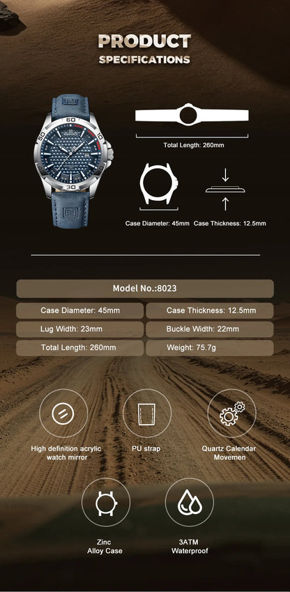 NAVIFORCE Brand Men Fashion Quartz Watches Male Leather Strap Sport Waterproof Wristwatches CalendarClock Relogio Masculino