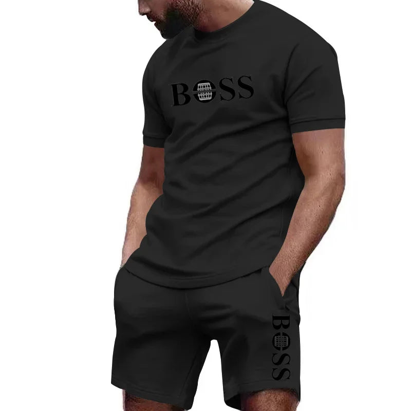 Men's two-piece sportswear short-sleeved T-shirt and pants set running and fitness sportswear summer 2025 big discount