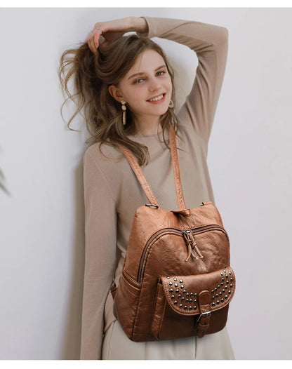 Women High quality leather Backpacks Vintage Female Shoulder Bag Sac a Dos Travel Ladies Bagpack Mochilas School Bags For Girls