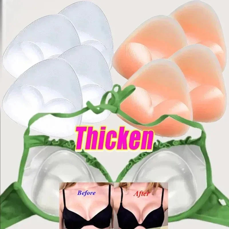 2pcs New Chest Sticky Bra for Bikini Thicken Sponge Bra Pads Breast Push Up Silicone Removeable Inserts Swimsuit Invisible Bra