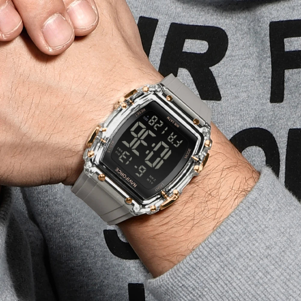 NAVIFORCE Fashion Student Watches Electronic LED Digital Watch for Men Watch Waterproof Sport Multifunctional Alarm Clock Man