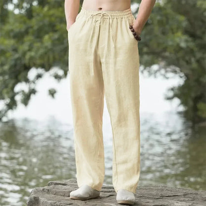 New Men's Beach Pants Joggers Fashion Cotton Linen Sweatpants Casual Pants Hawaiian Vacation Loose Spring/Summer Long M-4XL