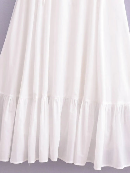 Ashgaily White Dress Women Halter Cotton Long Dress Lace Elegant Party Outfits Ladies Sexy Club Clothes